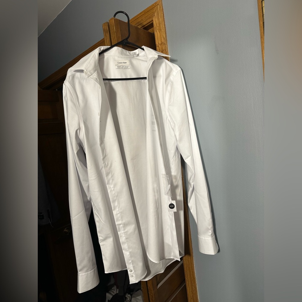 Calvin Klein Supima Cotton Slim Fit Dress Shirt – 16 36/37 | White